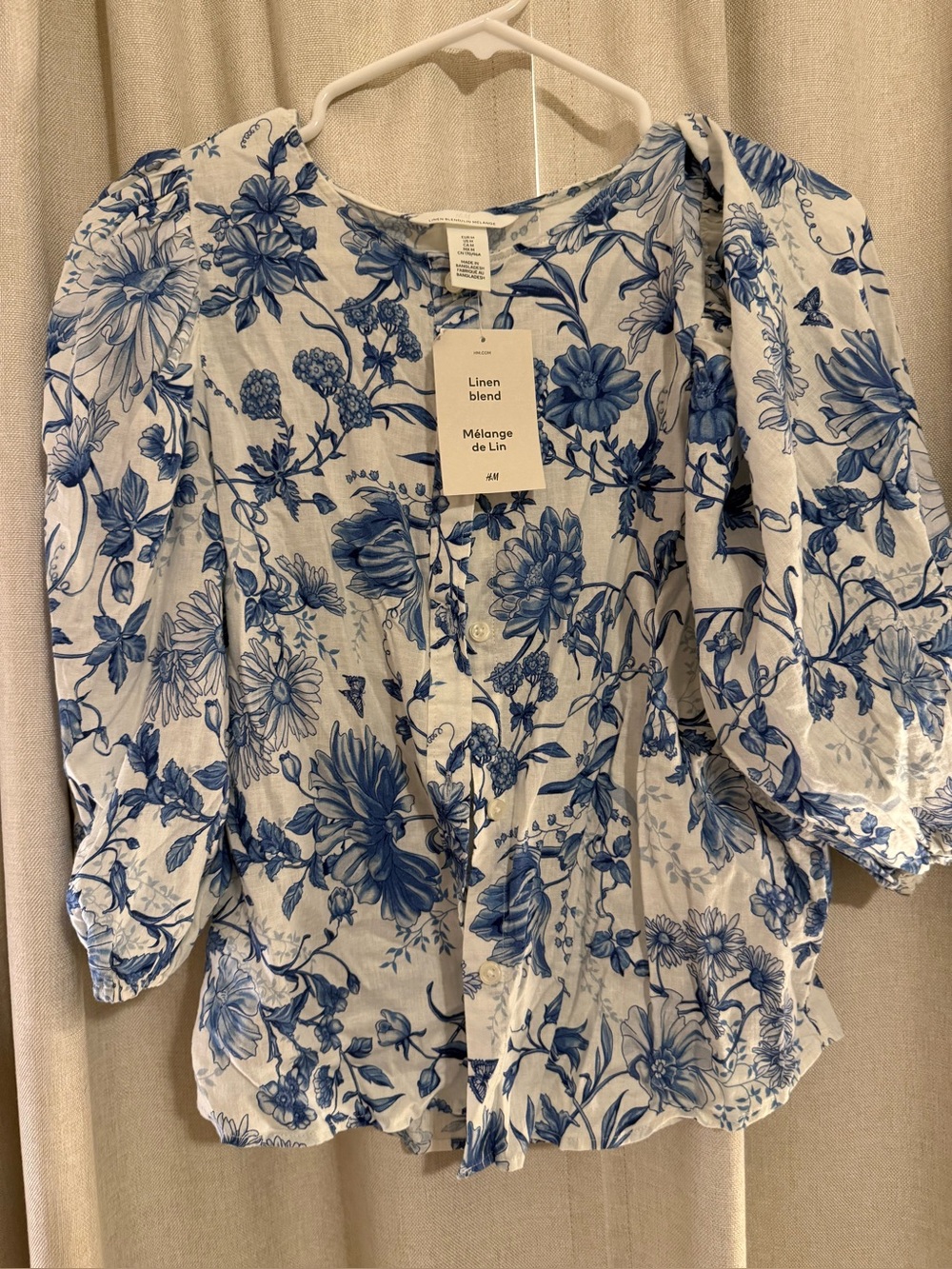 New H&M Linen Blend Floral Top M